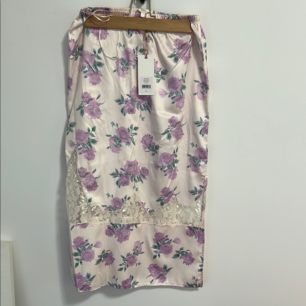 LoveShackFancy Pink and Purple Floral Skirt
